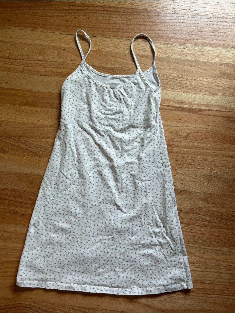 Brandy Melville White Floral Slip Dress with Tiny Pink Print